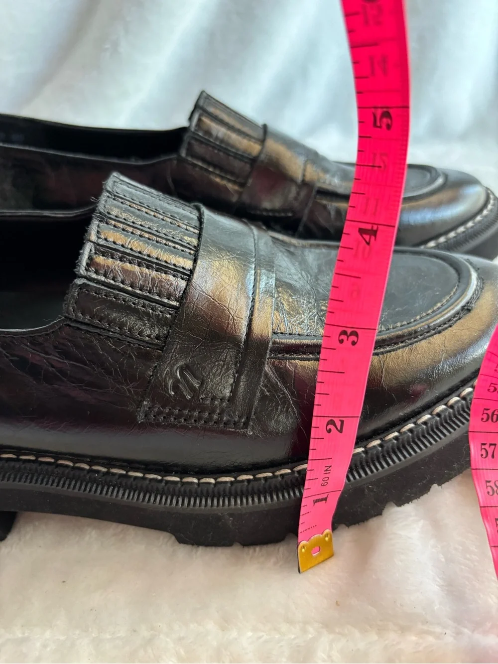 Naturalizer Shawna Leather Penny Loafers Lug Sole Black Size 8.5M